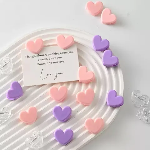 Creative Cute Heart Shaped Plastic Small Clips Mini Decorative Photo Clips For Study Material Office Desk Organization