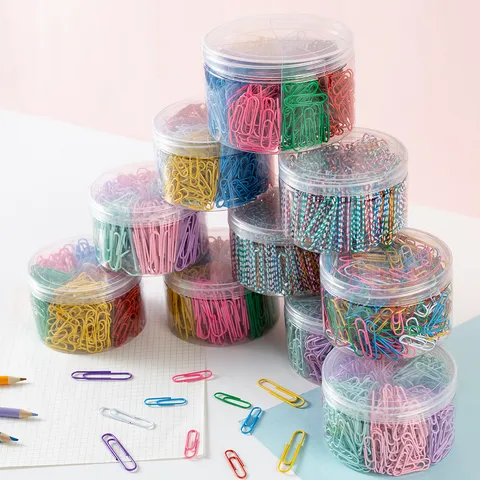 Multicolor Metal Paper Clips Assorted Paperclips With Clear Plastic Storage Container For Office School Organization