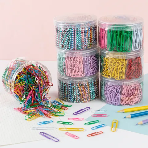 Multicolor Metal Paper Clips Assorted Paperclips With Clear Plastic Storage Container For Office School Organization