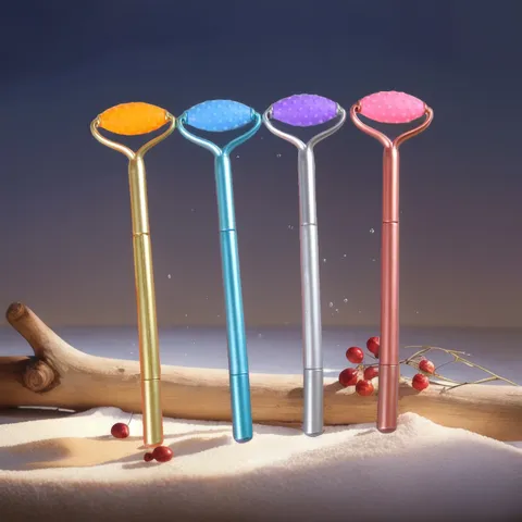 Electroplated Gel Pen With Massage Roller Head Creative Stress Relief Writing Pen For Office School Smooth Writing Tool