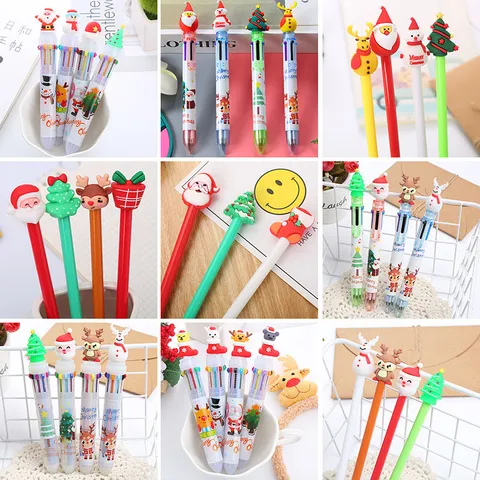 Christmas Cartoon Gel Pens 0.7mm Ballpoint Pens Santa Claus Reindeer Design Student Reward Gift Creative Stationery Office School Writing Supplies