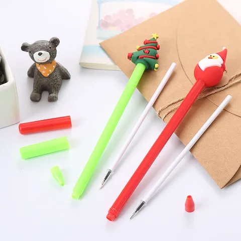 Christmas Cartoon Gel Pens 0.7mm Ballpoint Pens Santa Claus Reindeer Design Student Reward Gift Creative Stationery Office School Writing Supplies