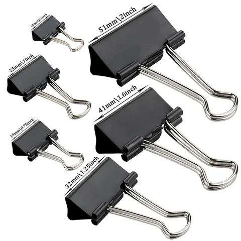Multi Size Metal Binder Clips Black Long Tail Clips For Office School Document Organization File Paper Clamps Stationery Supplies
