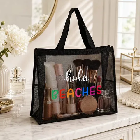 Effen Kleur Gaas Tote Tas Modieuze Draagbare Cosmetische Opslagtas Vrouwen Reizen Handtas Casual Gaas Shopping Tas