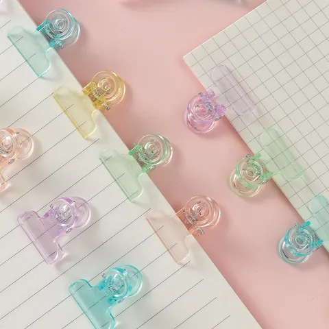 Transparent Plastic Binder Clips Colorful Paper Clamps Assorted Sizes Small Memo Clamps For Office School Home