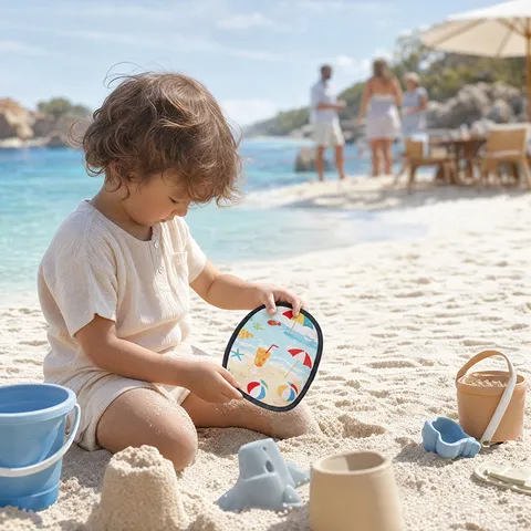 Gant d'Élimination de Sable de Plage pour Enfants Vacances d'Été Impression de Dessin Animé Polyester Gant de Nettoyage