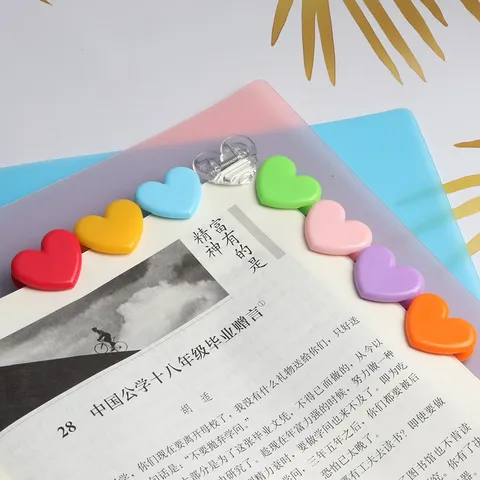 Heart Plastic Paper Clips Colorful Mini Memo Clips For Office School Floral Craft Stationery Supplies
