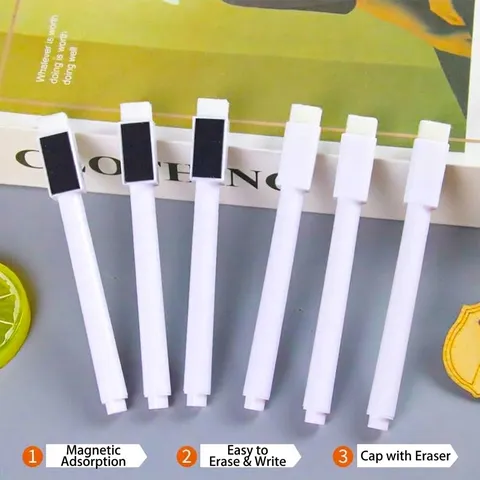 White Liquid Chalk Marker Erasable Magnetic Pen With Brush Cap For Blackboard LED Board Neon Writing Office School Stationery