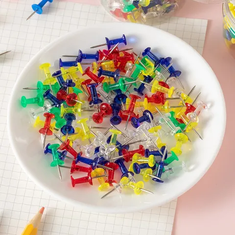 Colorful Plastic Head Steel Point Push Pins Assorted Colors Thumbtacks For Cork Board Bulletin Board Office School Home