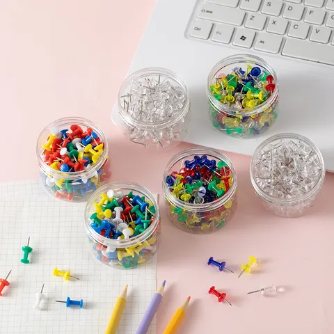 Colorful Plastic Head Steel Point Push Pins Assorted Colors Thumbtacks For Cork Board Bulletin Board Office School Home