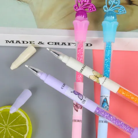 Creative Butterfly Sequins Quicksand Gel Pen Ins Fairy Style Cute Stationery Fine Tip Liquid Glitter Writing Pen For Students