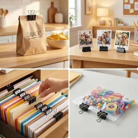 Metal Binder Clips Long Tail Paper Clips Black And Colorful Office Stationery Document Binding Clips With Clear Plastic Box