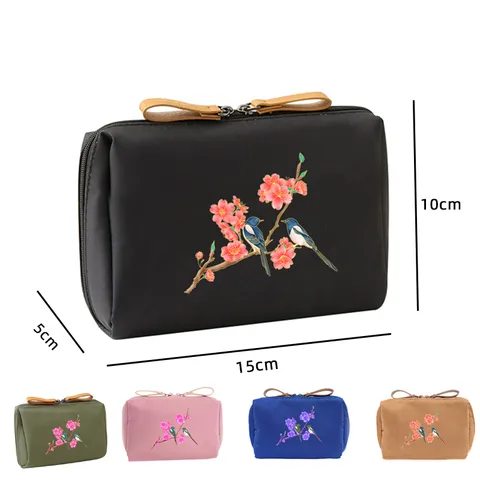 Portable Mini Cosmetic Bag Waterproof Nylon Travel Makeup Pouch Lipstick Storage Organizer With Zipper For Women