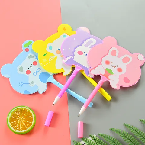 Mignon Stylo à Bille Éventail en Forme d'Animal Outil d'Écriture Créatif en Plastique pour Étudiants Enfants Papeterie Cadeau
