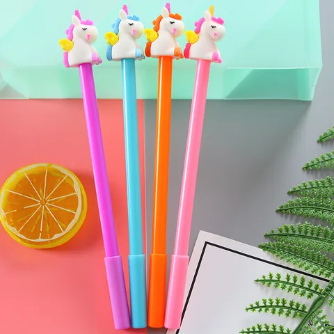 Cute Cartoon Unicorn Gel Pen 0.5mm Black Ink Signet Pen Plastic Soft Glue Topper For Students School Office Supplies Gift