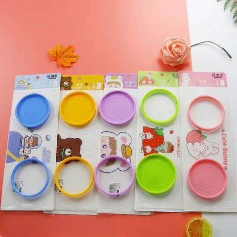 Cartoon Round Foldable Pen Holder Cute Animal Pattern Frosted Plastic Stationery Desktop Organizer For Students Office School Supplies Gifts