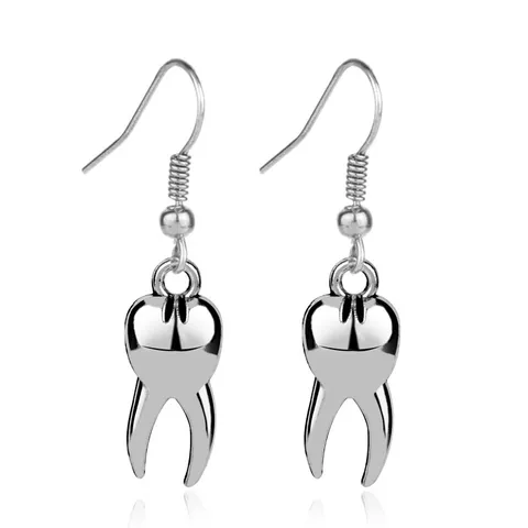 Creative Funny Teeth Alloy Earrings Cute Novelty Silver Metal Ear Hooks Drop Dangle Earrings Fashion Jewelry Gift For Women