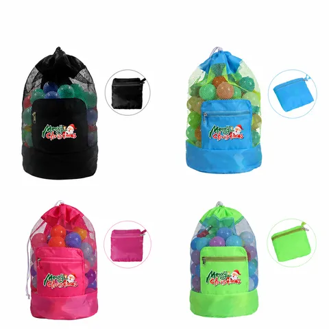 Sac de Plage de Noël Sac à Dos en Maille Sac de Rangement de Voyage Portable
