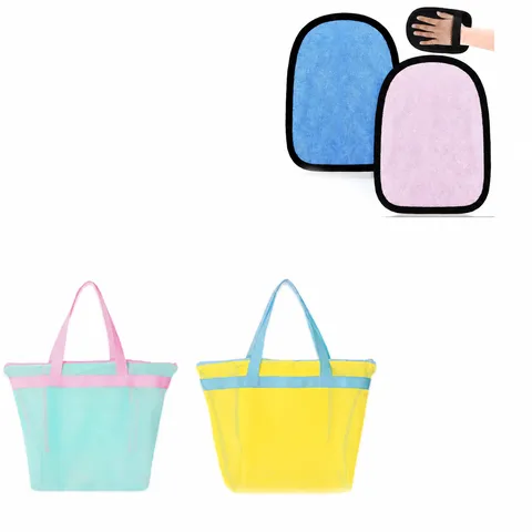 Borsa da Spiaggia in Rete Portatile Impermeabile Borsa da Viaggio per Articoli da Toeletta Grande Capacità Organizer per Giocattoli