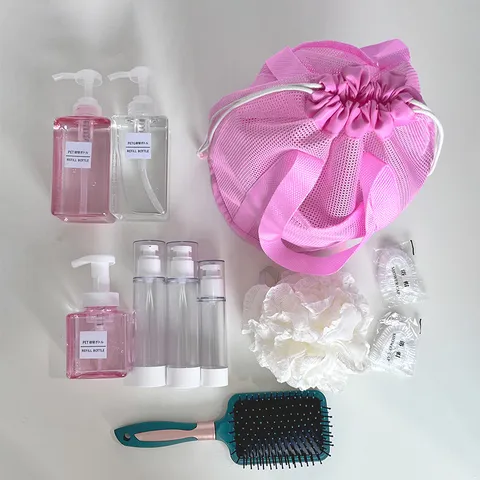 Draagbare Mesh Toiletzak Reizen Make-up Organizer Effen Kleur Opbergtas Met Trekkoord Handvat Voor Badkamer Sportschool