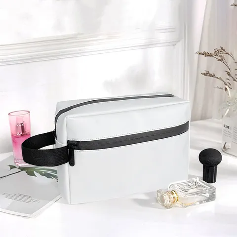 Portable Waterproof PU Leather Cosmetic Bag Double Layer Travel Toiletry Organizer Handbag Multifunctional Pouch