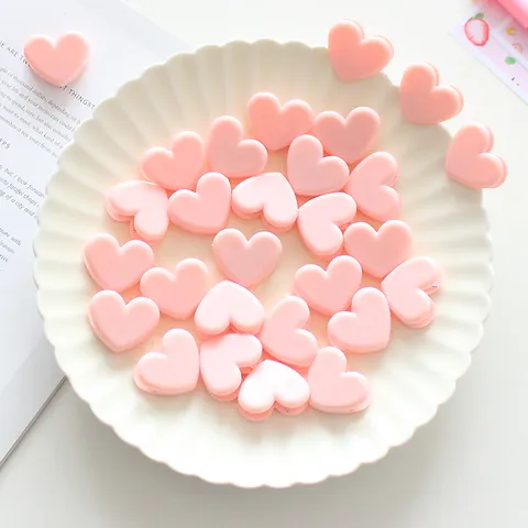 Cute Heart Shaped Plastic Mini Clips Transparent Candy Color Photo Paper Sealing Clips Decorative Office Stationery