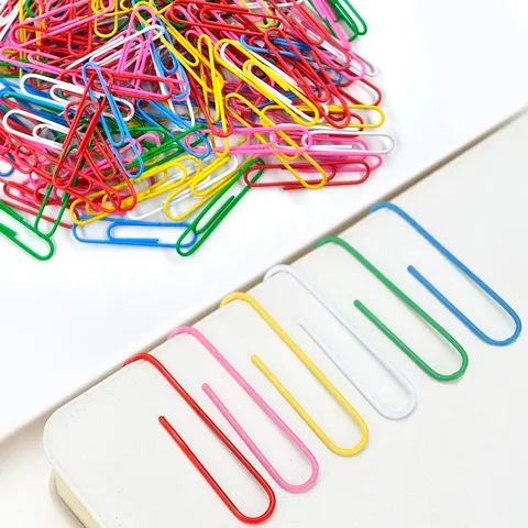 Large Colorful Paper Clips Rust Resistant Smooth Office School Document Organization Metal Plastic Paperclips