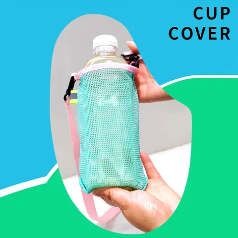 Outdoor Crossbody Mesh Water Fles Tas Draagbare Reizen Beker Afdekking Houder Waterkoker Pouch Met Verstelbare Band
