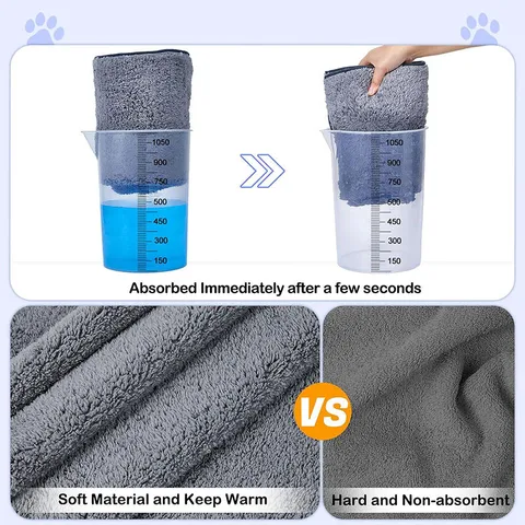 Pet Absorbent Towel Soft Quick-Drying Microfiber Coral Velvet Pet Bath Towel For Dogs And Cats Cleaning Supplies