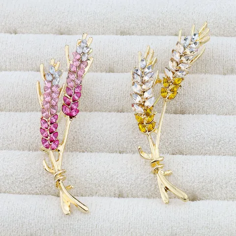 Elegante Alloy Wheat Ear Brooch Exquisite Rhinestone Inlaid Suit Corsage Pin Fashion Jewelry Accessory For Women Gift