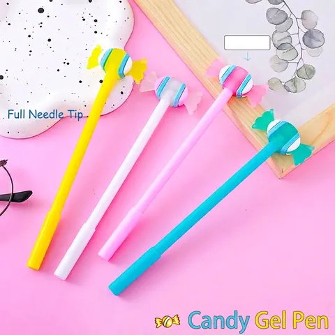 Lindos Bolígrafos de Gel con Forma de Caramelo Colores Macarrón Papelería Creativa Punta de Aguja 0.5mm Bolígrafos de Plástico Escuela