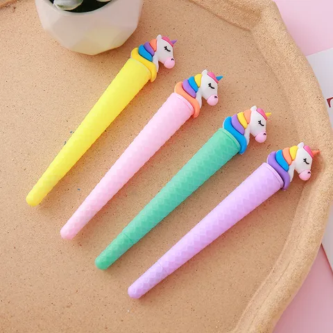 Creative Unicorn Ice Cream Cone Gel Pen Fine Point Black Ink Cute Cartoon Signature Pen For Student Office Stationery Gift