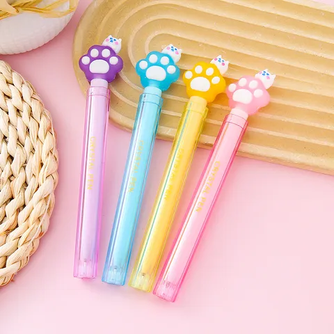 Creative Cat Paw Gel Pen Crystal Dual Barrel 0.5mm Black Ink Pens Cute Cartoon Stationery For School Office Students Gift