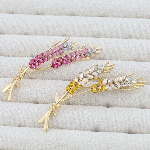 Elegante Alloy Wheat Ear Brooch Exquisite Rhinestone Inlaid Suit Corsage Pin Fashion Jewelry Accessory For Women Gift