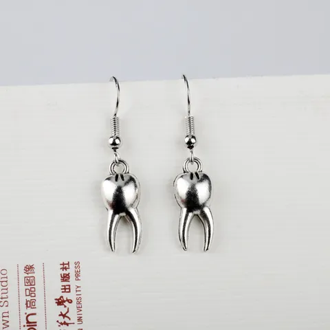 Creative Funny Teeth Alloy Earrings Cute Novelty Silver Metal Ear Hooks Drop Dangle Earrings Fashion Jewelry Gift For Women