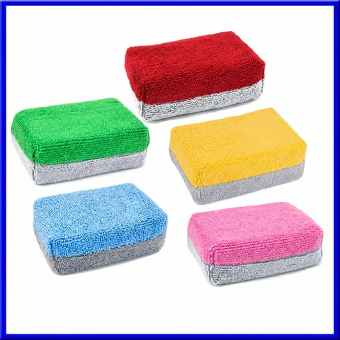Dual Color Microfiber Car Washing Sponge Auto Detailing Waxing And Cleaning Tool For Car Care Vehicle Maintenance