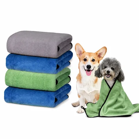 Pet Absorbent Towel Soft Quick-Drying Microfiber Coral Velvet Pet Bath Towel For Dogs And Cats Cleaning Supplies