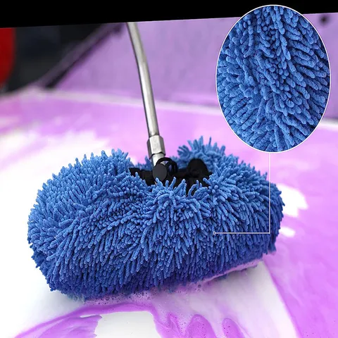 Cubierta de Repuesto para Mopa de Lavado de Autos de Chenille Microfibra Almohadilla de Limpieza Absorbente Azul Suave Herramienta de Detallado