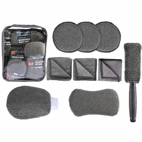 Car Wash Cleaning Kit Microfiber Towels Waxing Sponges Wheel Brush Complete Car Care Cleaning Set With Storage Bag