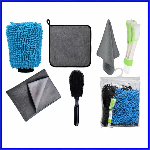 Professionele Autoreinigingskit Microvezel Washand Handdoeken Velgenborstel Ventilatieborstel Auto Detailing Gereedschap Set