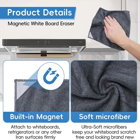 Microfiber Magnetic Blackboard Eraser Cleaning Towel Washable Reusable Household School Cleaning Cloth