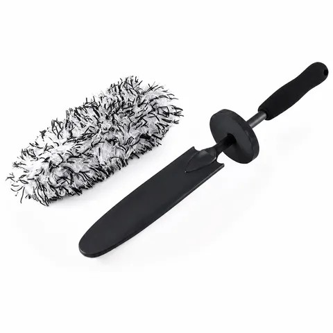 Car Wheel Hub Cleaning Brush Microfiber Rim Tire Scrubbing Brush Long Handle Auto Detailing Wash Tool