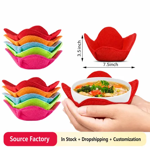 Microwave Bowl Cozy Anti Scald Heat Resistant Bowl Holder Mat Polyester Towel Cloth Kitchen Cooking Tool