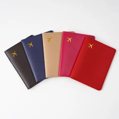 Multifunctional PVC Leather Passport Cover Minimalist Airplane Pattern Passport Holder Travel Document Organizer Wallet