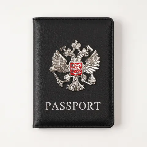 Multifunctional PU Leather Passport Cover Travel Document Organizer Card Holder With Metal Badge For Unisex