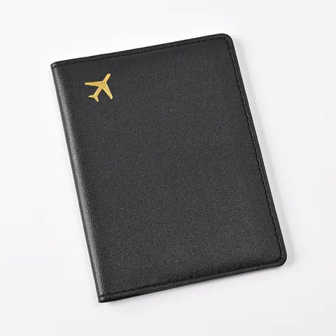 PU Leather Passport Cover And Luggage Tag Set Travel Document Holder Hot Stamping Airplane Pattern Organizer Multi Color