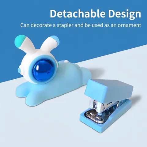 Set Spillatrice da Scrivania 3D a Forma di Coniglio Carino Cartone Animato Space Bunny Mini Rilegatrice Cancelleria Ufficio Scuola
