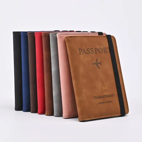 PU Leather Passport Holder Travel Wallet Multi Card Slot Passport Cover Vintage Passport Organizer For Men Women