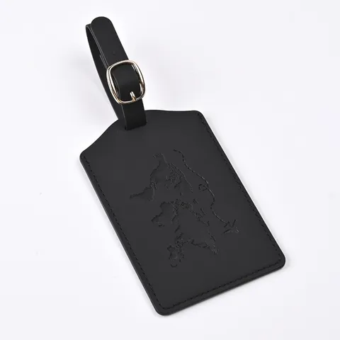 Minimalist PU Leather World Map Embossed Luggage Tag Travel Boarding Pass ID Holder Anti-Lost Baggage Tag