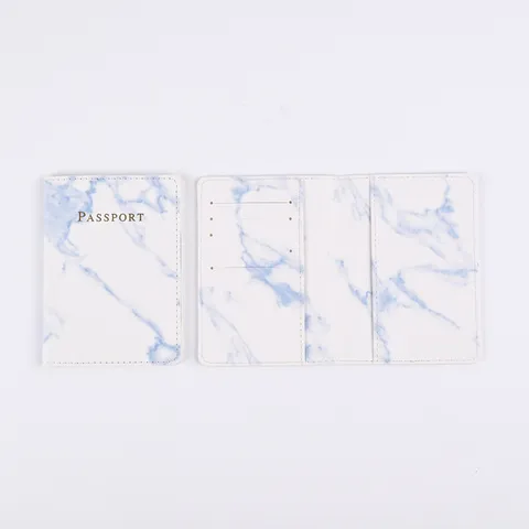 Travel Passport Holder PU Leather Marble Pattern Passport Cover Card Holder Portable Document Organizer Protector Case